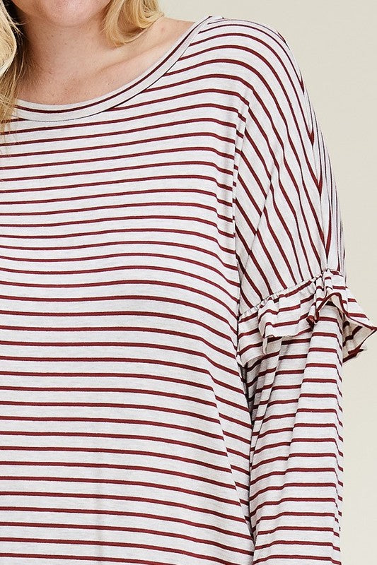 Ruffle Striped Relaxed Tunic