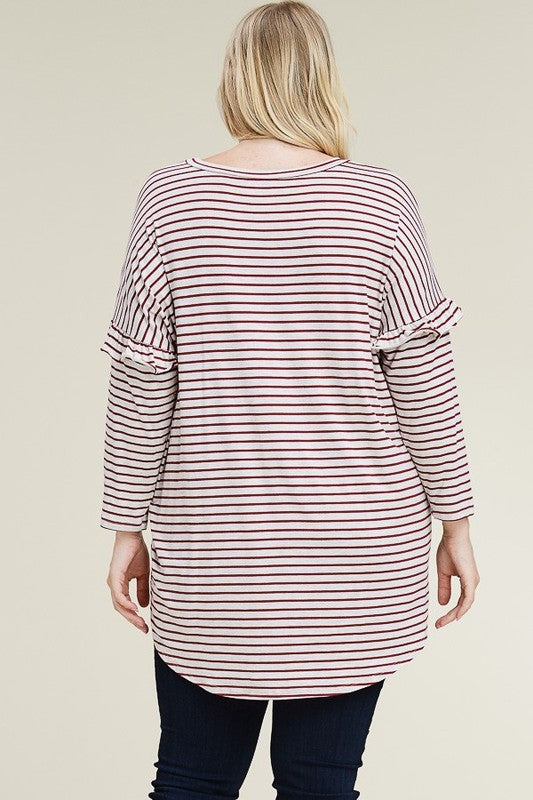 Ruffle Striped Relaxed Tunic