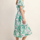 Square Neck Floral Midi Dress