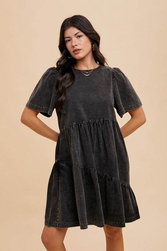 Mineral Washed Denim Mini Dress