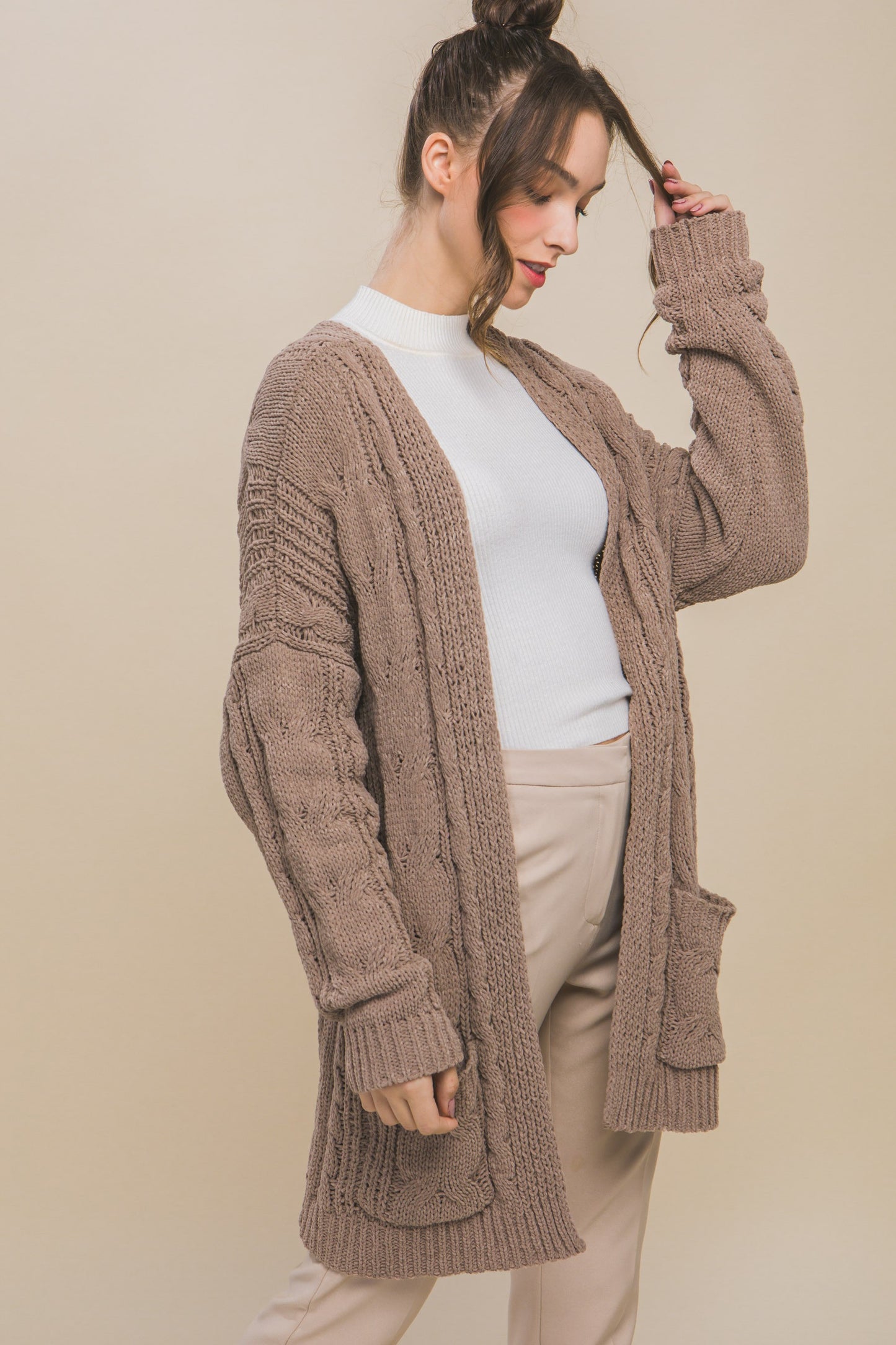 Oversized Open Front Cardigan