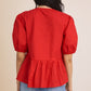 Front Ties Puff Half Sleeve Blouse