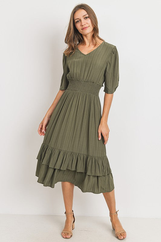 Midi Ruffle and Flare Dress