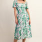 Square Neck Floral Midi Dress
