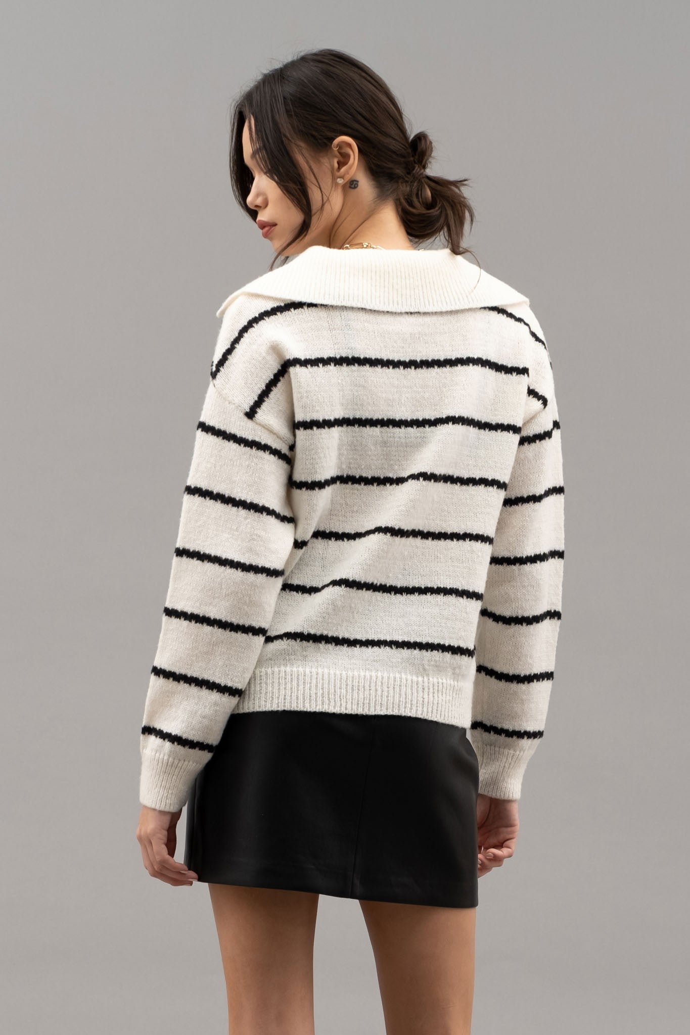 Striped Collar Knit Sweater