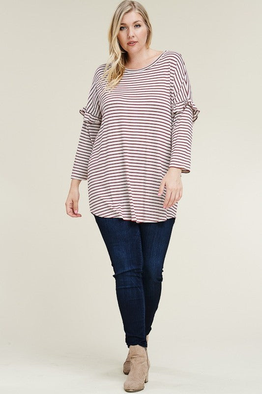 Ruffle Striped Relaxed Tunic