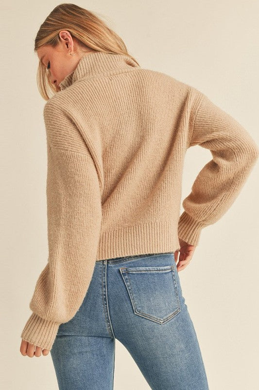 Zip Up Mock Neck Sweater