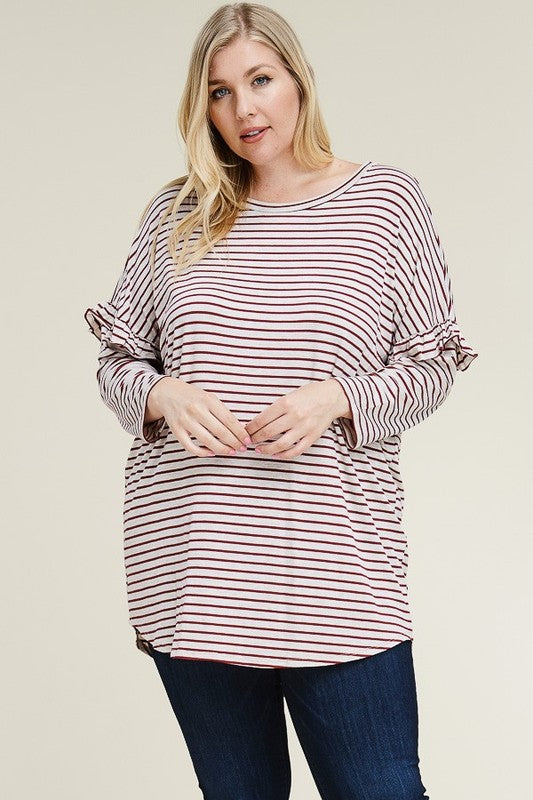 Ruffle Striped Relaxed Tunic