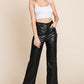 Faux Leather Wide Leg Pants