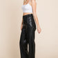 Faux Leather Wide Leg Pants