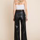 Faux Leather Wide Leg Pants